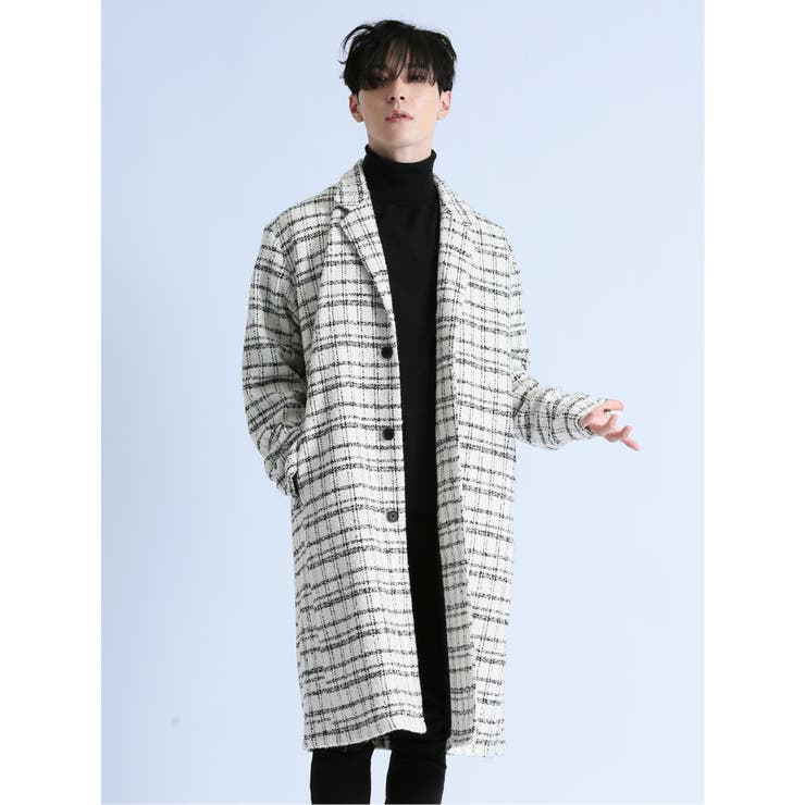 ツイード調チェック チェスターコート[品番：TKQJ0020460]｜TAKA-Q MEN