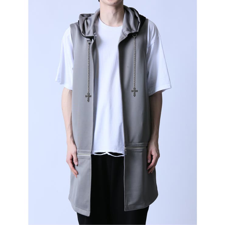 ノースリーブ ロングパーカー[品番：TKQJ0022465]｜TAKA-Q MEN