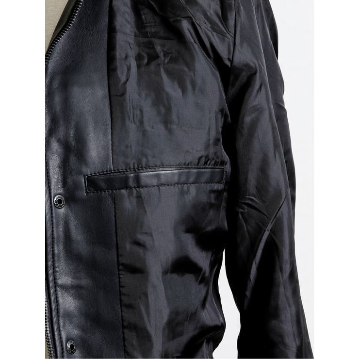 フェイクレザー スタンドカラーアウター[品番：TKQJ0012484]｜TAKA-Q