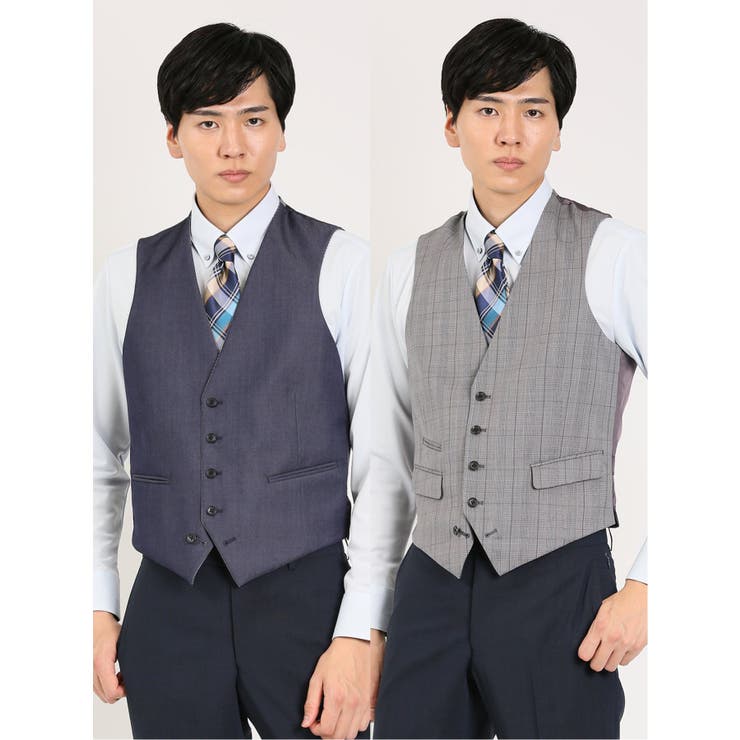 チェック柄&インディゴ リバーシブルベスト | TAKA-Q MEN | 詳細画像1 