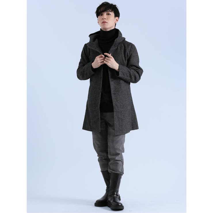 ウール混メルトン フーデットコート[品番：TKQJ0020475]｜TAKA-Q MEN