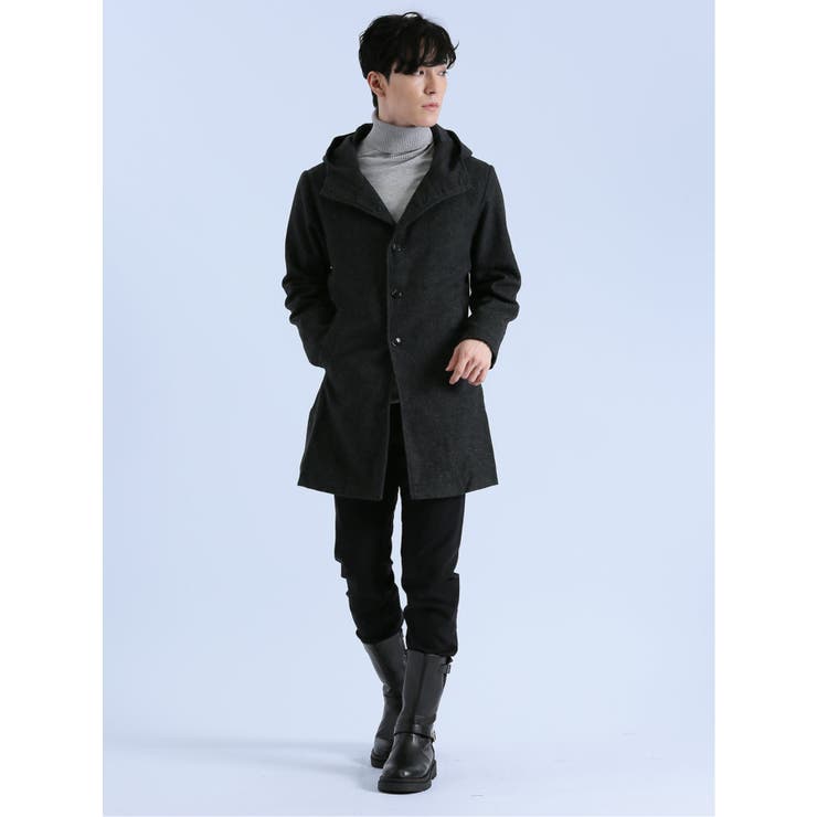 ウール混メルトン フーデットコート[品番：TKQJ0020475]｜TAKA-Q MEN