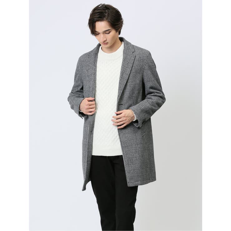 07白黒 | ニットメルトン チェスターコート | TAKA-Q MEN