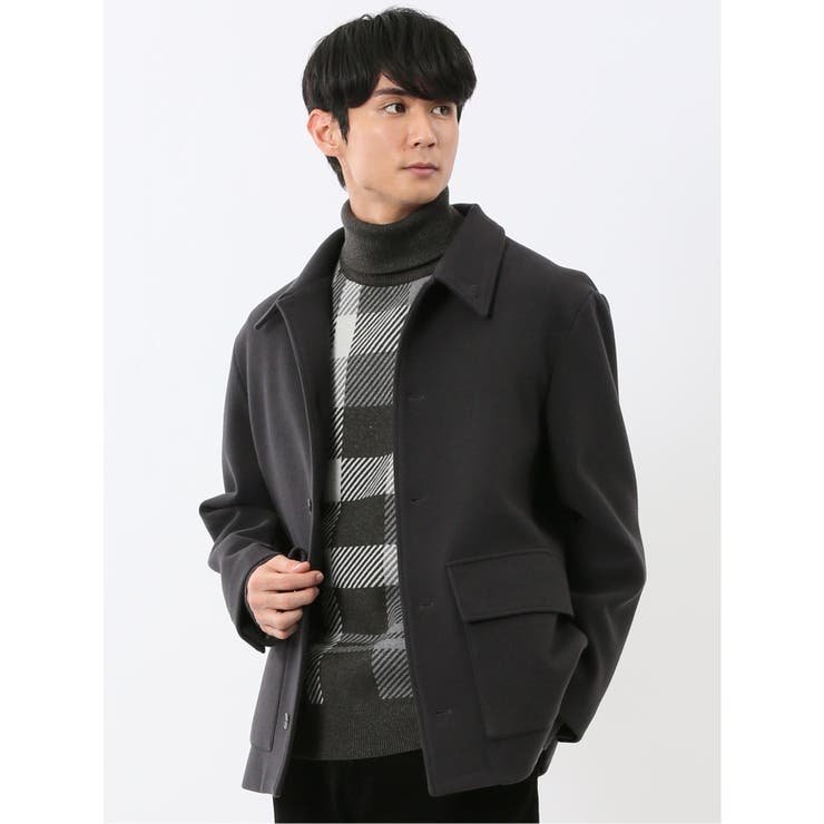 06グレー | ストレッチメルトン ハーフステンカラーコート | TAKA-Q MEN