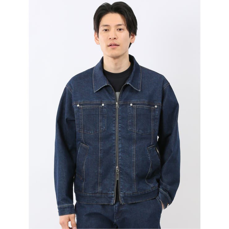 75紺 | ストレッチ デニム ブルゾン(セットアップ可能) | TAKA-Q MEN