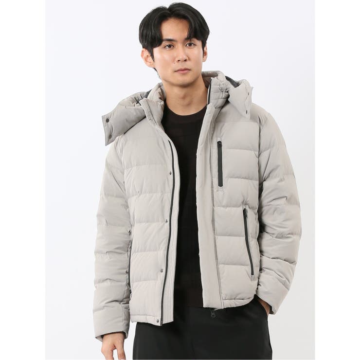 03ライトグレー | ストレッチツイル フード脱着 ダウン | TAKA-Q MEN