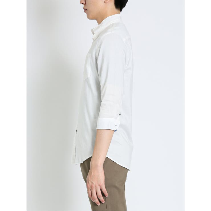 麻混スタンドウイングカラー 7分袖シャツ | TAKA-Q MEN | 詳細画像16 