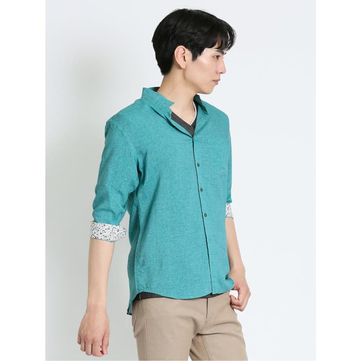 麻混スタンドウイングカラー 7分袖シャツ | TAKA-Q MEN | 詳細画像23 