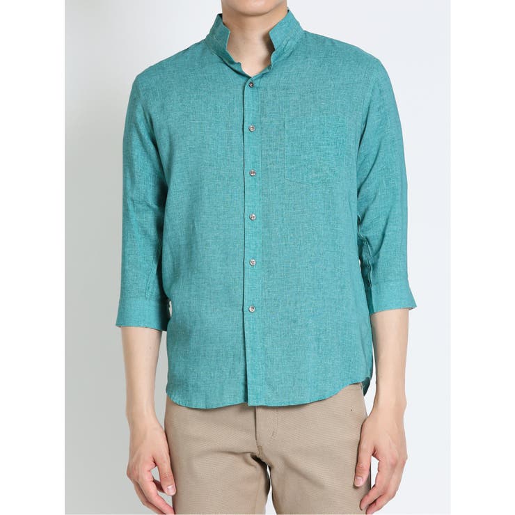 麻混スタンドウイングカラー 7分袖シャツ | TAKA-Q MEN | 詳細画像24 