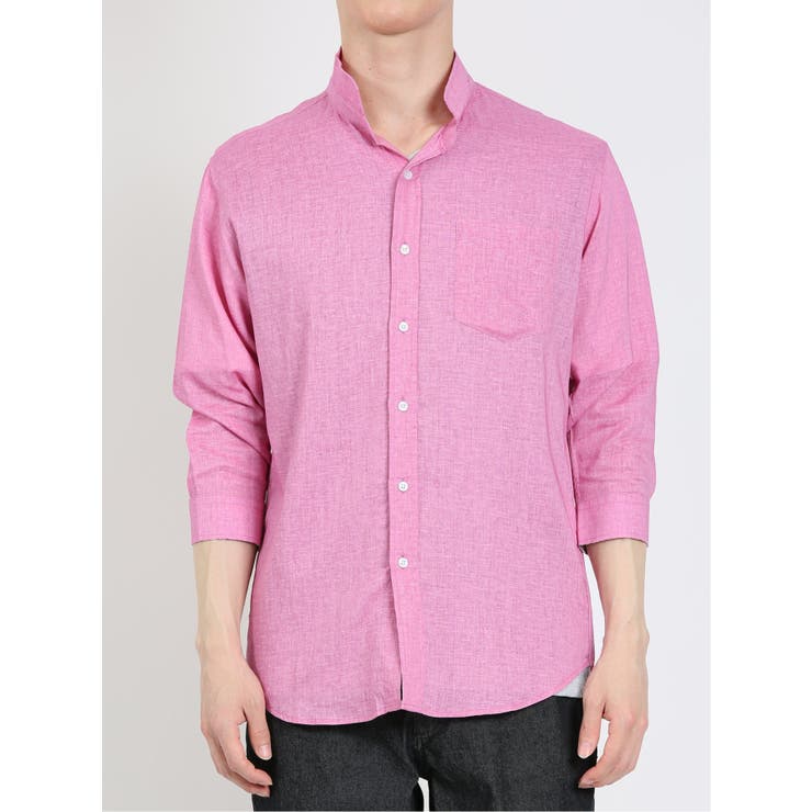 麻混スタンドウイングカラー 7分袖シャツ | TAKA-Q MEN | 詳細画像5 