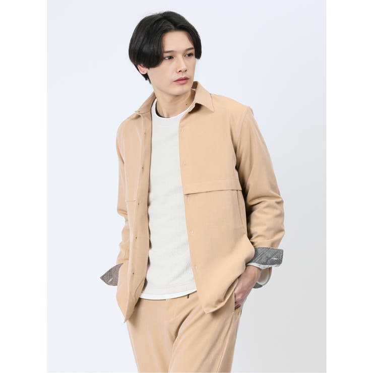 ストレッチ シャンブレーツイル シャツアウター(セットアップ可能) | TAKA-Q MEN | 詳細画像1 