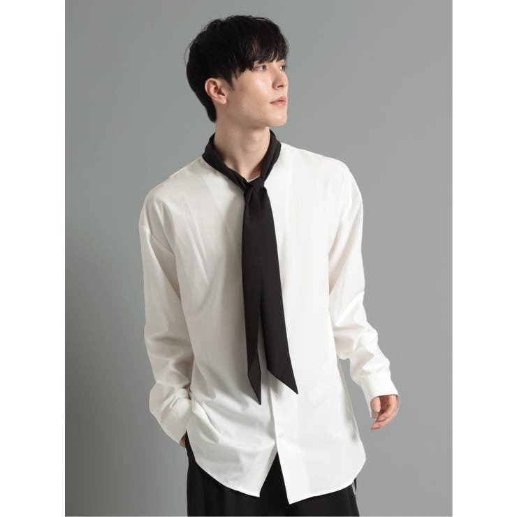 ボウタイ付き 長袖ルーズシャツ[品番：TKQJ0017908]｜TAKA-Q MEN