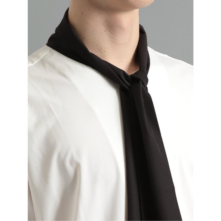ボウタイ付き 長袖ルーズシャツ[品番：TKQJ0017908]｜TAKA-Q MEN