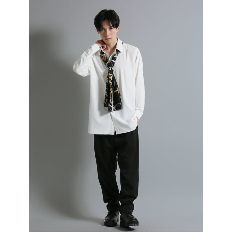 スカーフ付き 長袖ルーズシャツ[品番：TKQJ0018515]｜TAKA-Q MEN