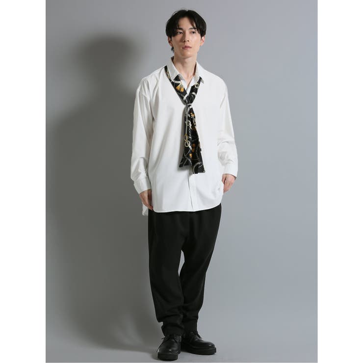 スカーフ付き 長袖ルーズシャツ[品番：TKQJ0018515]｜TAKA-Q MEN