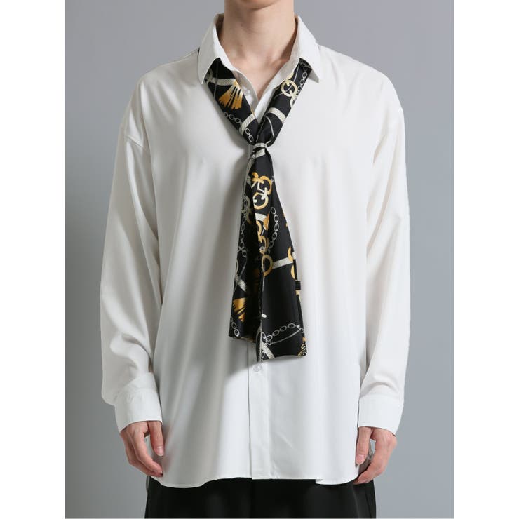 スカーフ付き 長袖ルーズシャツ[品番：TKQJ0018515]｜TAKA-Q MEN