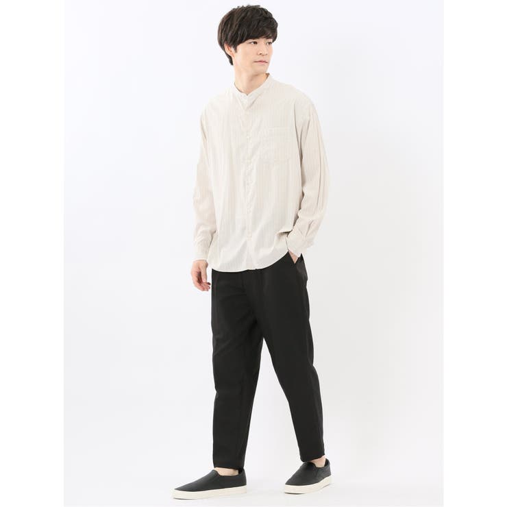 シャンブレーストライプ バンドカラー長袖シャツ | TAKA-Q MEN | 詳細画像5 