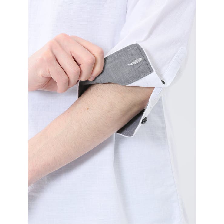 コットンリネン ボタンダウン7分袖シャツ | TAKA-Q MEN | 詳細画像10 