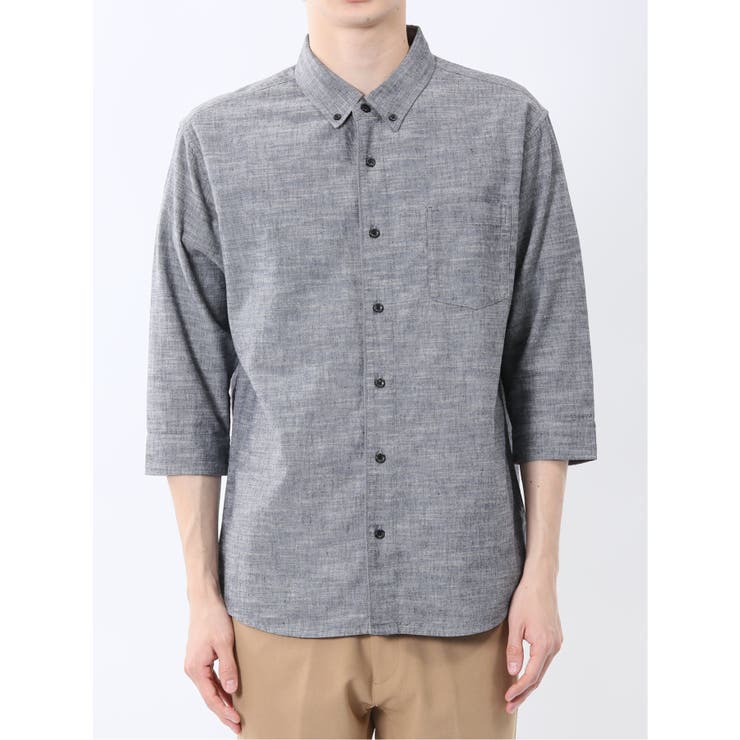 コットンリネン ボタンダウン7分袖シャツ | TAKA-Q MEN | 詳細画像18 