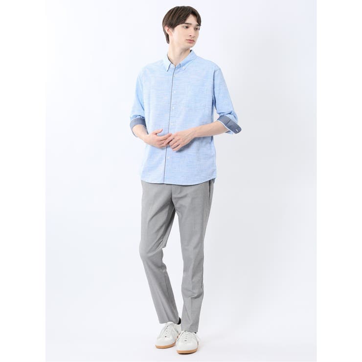 コットンリネン ボタンダウン7分袖シャツ | TAKA-Q MEN | 詳細画像29 