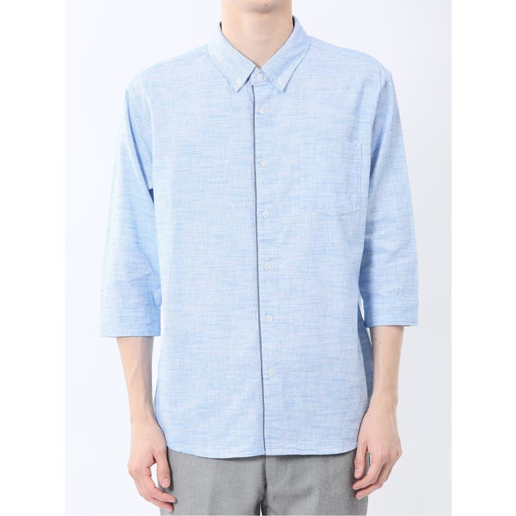 コットンリネン ボタンダウン7分袖シャツ | TAKA-Q MEN | 詳細画像30 