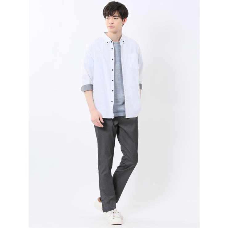 コットンリネン ボタンダウン7分袖シャツ | TAKA-Q MEN | 詳細画像5 