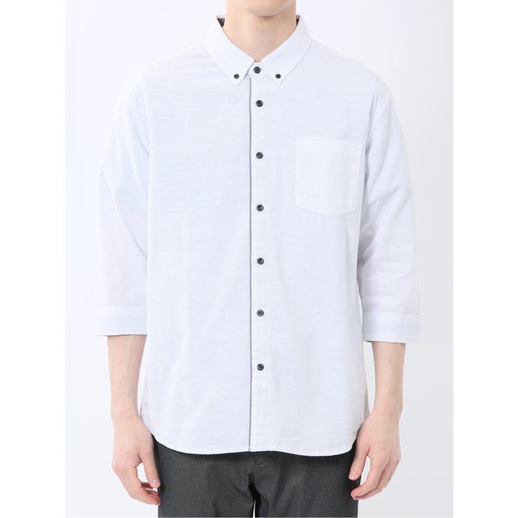 コットンリネン ボタンダウン7分袖シャツ | TAKA-Q MEN | 詳細画像6 