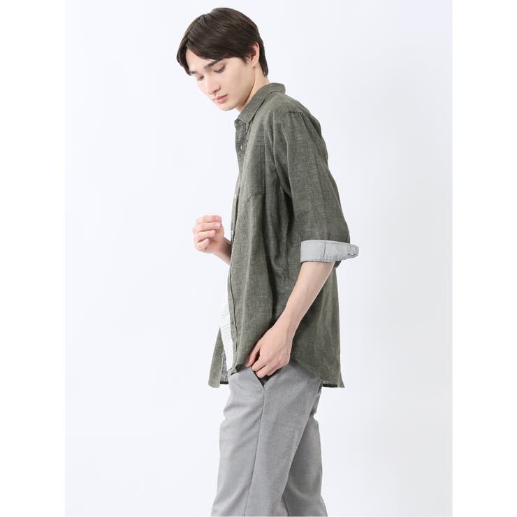 リネン混 レギュラーカラー7分袖シャツ | TAKA-Q MEN | 詳細画像14 