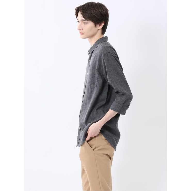 リネン混 レギュラーカラー7分袖シャツ | TAKA-Q MEN | 詳細画像2 