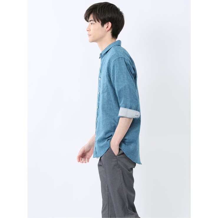 リネン混 レギュラーカラー7分袖シャツ | TAKA-Q MEN | 詳細画像26 