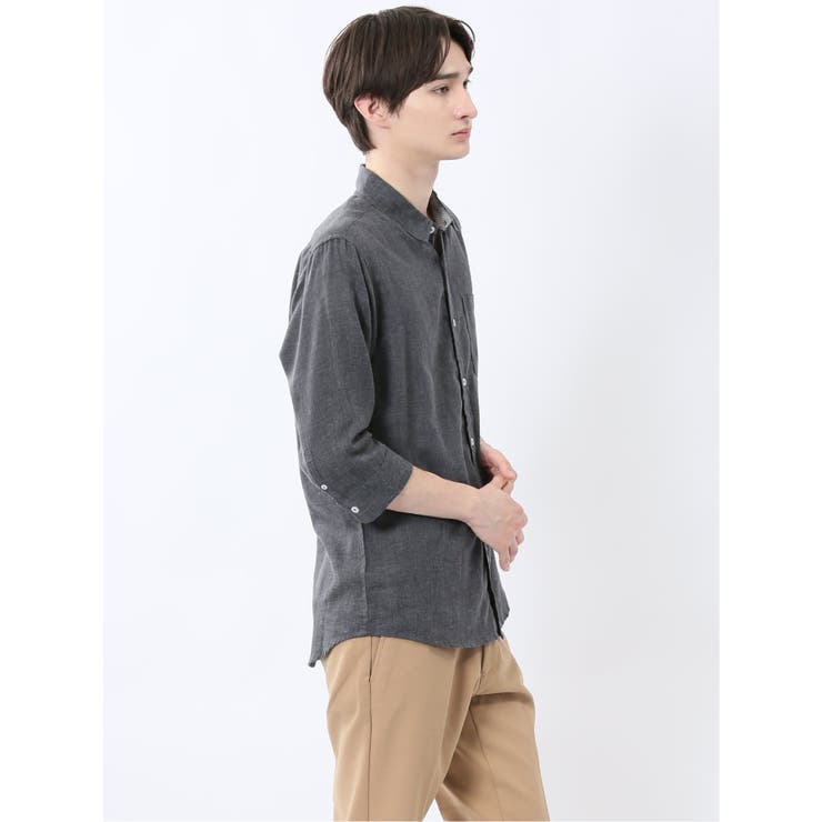 リネン混 レギュラーカラー7分袖シャツ | TAKA-Q MEN | 詳細画像4 