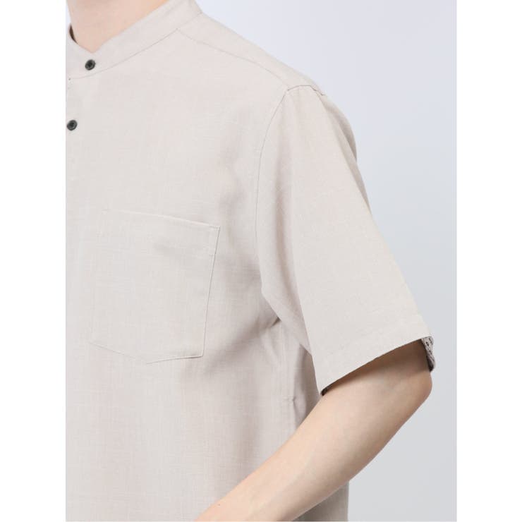 TechLinen バンドカラー半袖シャツ | TAKA-Q MEN | 詳細画像10 