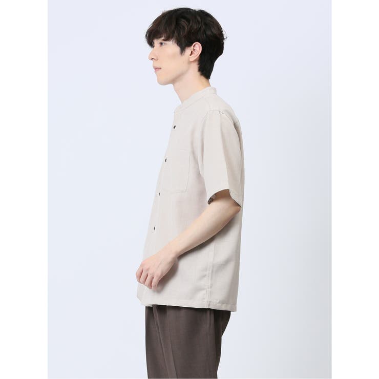 TechLinen バンドカラー半袖シャツ | TAKA-Q MEN | 詳細画像2 