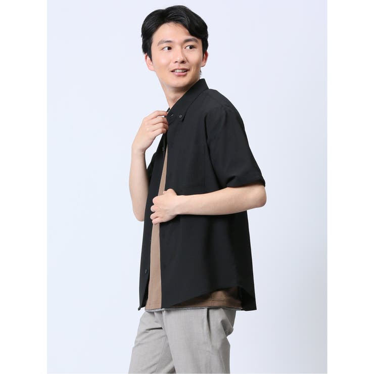 ストレッチ楊柳 ボタンダウン半袖シャツ | TAKA-Q MEN | 詳細画像13 