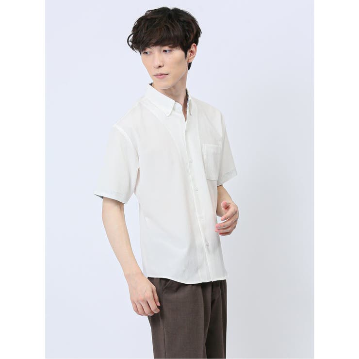 ストレッチ楊柳 ボタンダウン半袖シャツ | TAKA-Q MEN | 詳細画像4 