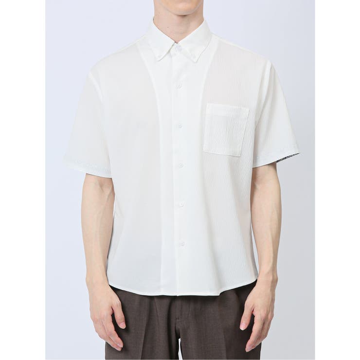 ストレッチ楊柳 ボタンダウン半袖シャツ | TAKA-Q MEN | 詳細画像7 