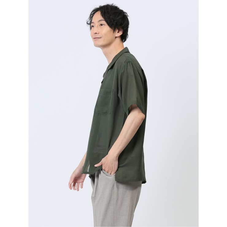 軽量シアー オープンカラー半袖シャツ | TAKA-Q MEN | 詳細画像16 