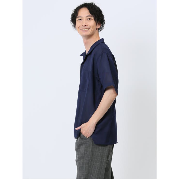 軽量シアー オープンカラー半袖シャツ | TAKA-Q MEN | 詳細画像30 