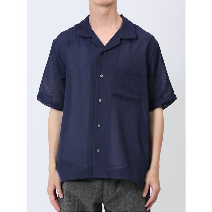 軽量シアー オープンカラー半袖シャツ | TAKA-Q MEN | 詳細画像34 