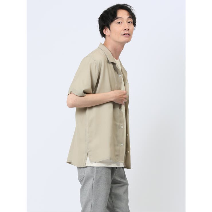 軽量シアー オープンカラー半袖シャツ[品番：TKQJ0022712]｜TAKA