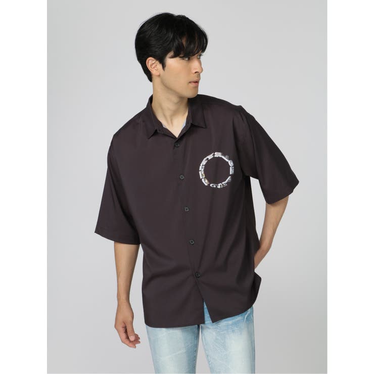 サークルデザイン レギュラーカラー 半袖BIGシャツ | TAKA-Q MEN | 詳細画像1 