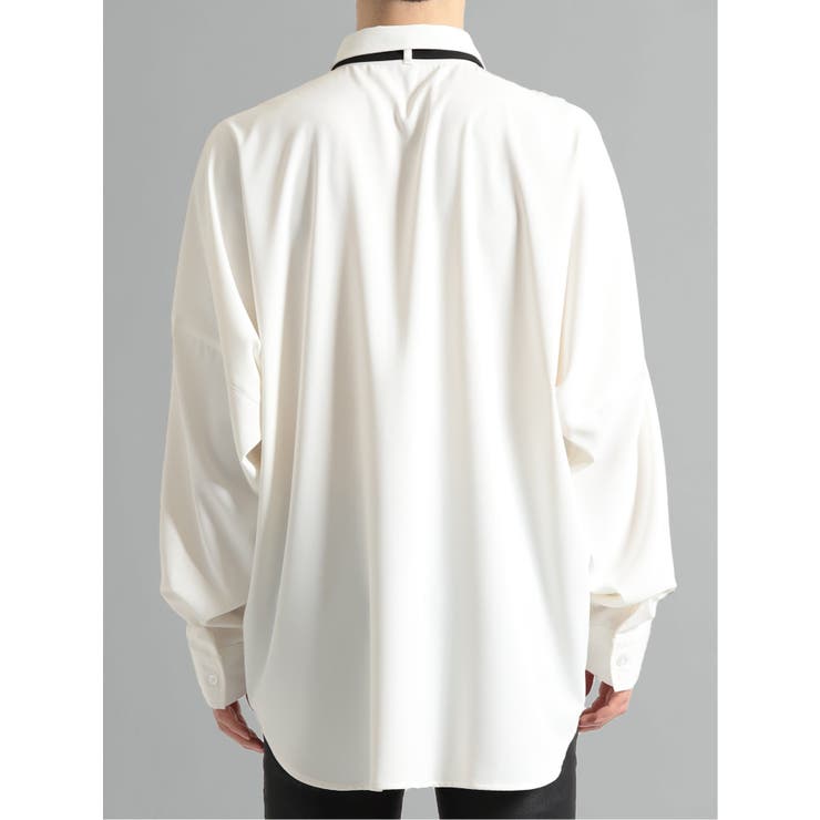 配色リボン付き 長袖BIGシャツ[品番：TKQJ0018541]｜TAKA-Q MEN