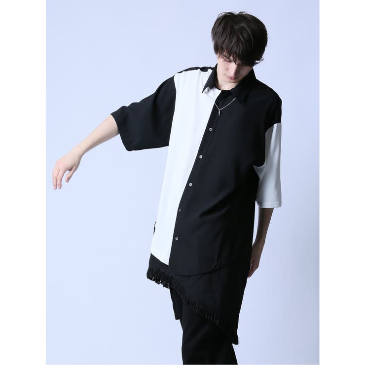 裾フリンジ 2WAY半袖シャツ[品番：TKQJ0022491]｜TAKA-Q MEN