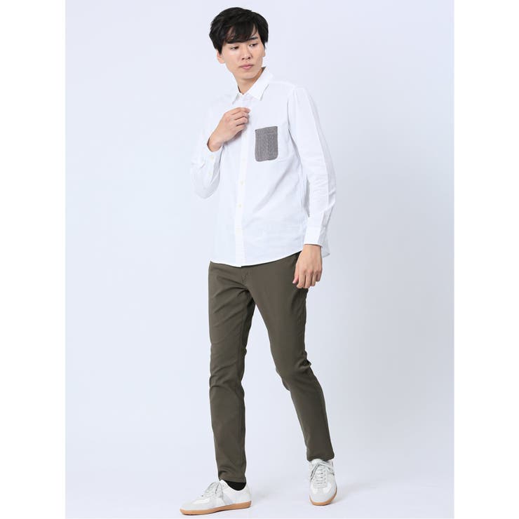 綿オックス ポケット切替 レギュラーカラー長袖シャツ | TAKA-Q MEN | 詳細画像10 