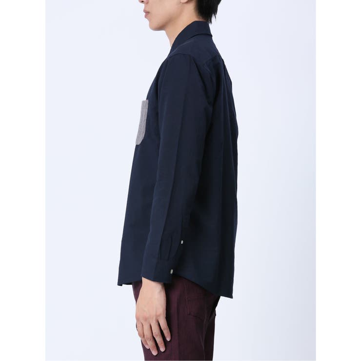 綿オックス ポケット切替 レギュラーカラー長袖シャツ | TAKA-Q MEN | 詳細画像16 