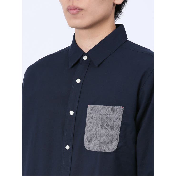 綿オックス ポケット切替 レギュラーカラー長袖シャツ | TAKA-Q MEN | 詳細画像18 