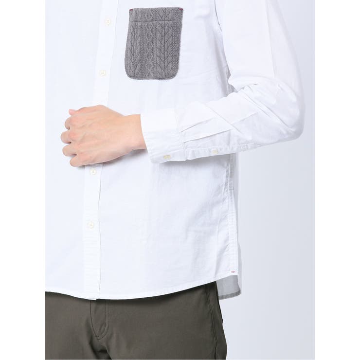 綿オックス ポケット切替 レギュラーカラー長袖シャツ | TAKA-Q MEN | 詳細画像9 