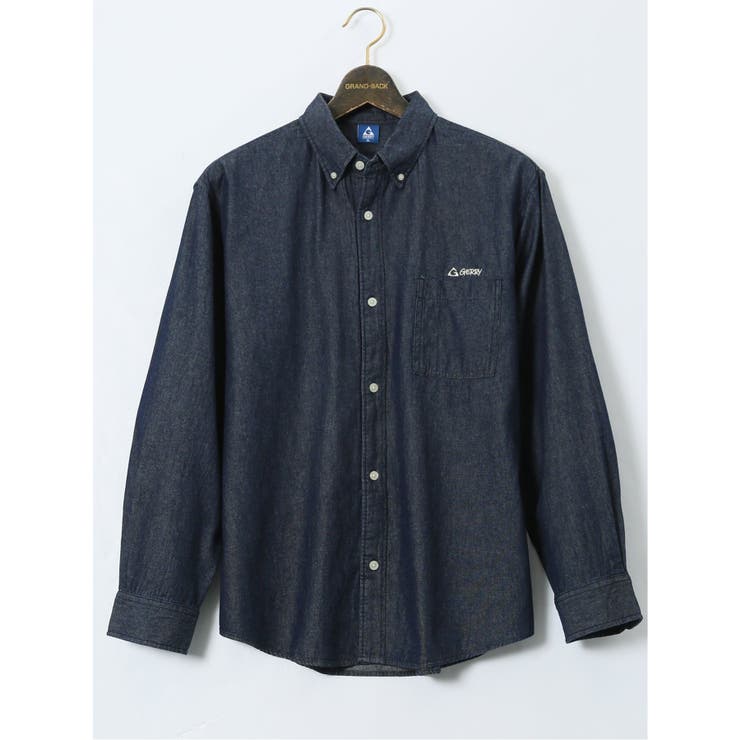 75紺 | 【大きいサイズ】ジェリー/GERRY 綿デニム ボタンダウン長袖シャツ | TAKA-Q MEN