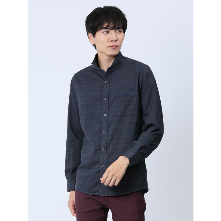 ストレッチ スタンドカラー長袖シャツ[品番：TKQJ0019393]｜TAKA-Q MEN