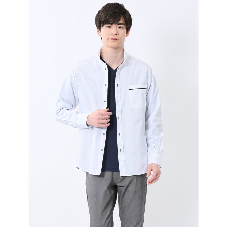 ペイズリードビー スタンドカラー長袖シャツ | TAKA-Q MEN | 詳細画像1 